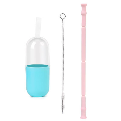 

Portable Collapsible Straws Food Grade Silicone Drinking Straw with Storage Case Cleaning Brush for Traveling Hotel Party Househol