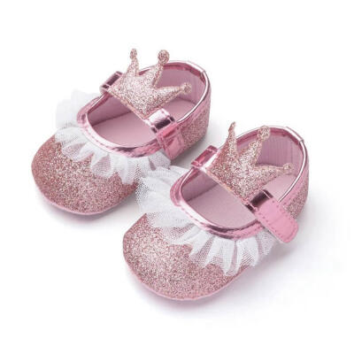 

Infant Baby Girls Shoes Soft Sole Non-Slip Crown Princess Shoes First Walkers