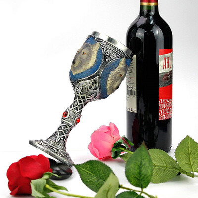 

Gobestart Stainless Steel Wolf Goblet EZESO Resin 3D Wolf Coffee Cup Stainless Steel Tea