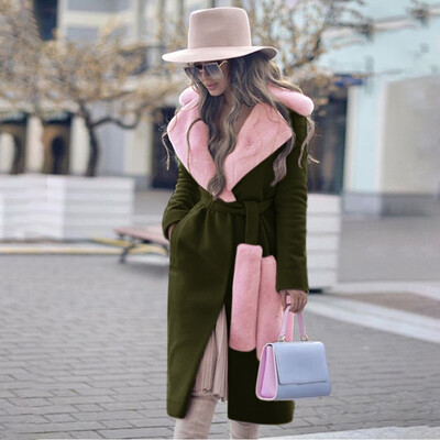 

Roseonmyhand Winter Warm Womens Fashion Thicken Turn-down Collar Woolen Coat with Collar