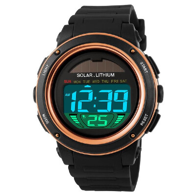 

SKMEI Brand Solar Powered Digital Men Women Sports Military Watch 3ATM Water-resistant Unisex Wristwatch with Chronograph Backligh