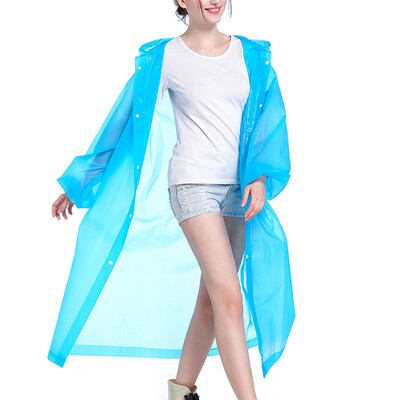 

Adult Raincoat Transparent Waterproof PVC Reusable Rain Poncho Hooded Women Men