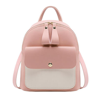 

Hit Color Backpack Women Leather Travel Shoulder Satchel Small School Bags