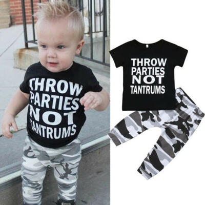 

Casual Toddler Kids Baby Boys Clothes Short Sleeve T-Shirt TopPants Outfit Set 1-6Y