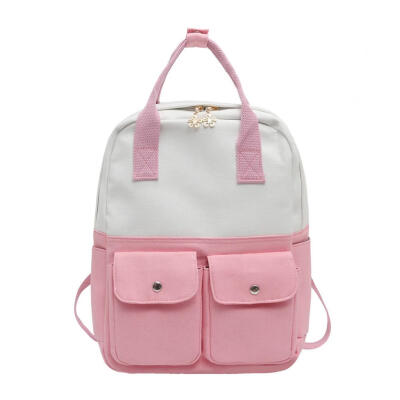 

Travel Backpacks Hit Color Women Canvas Shoulder School Bags Girls Knapsack