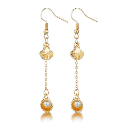 

New Fashion Oversized Pendant Korean Version Of The Earrings Womens Bow Shell Heart-shaped Gold Earrings 2019 Dress Wear