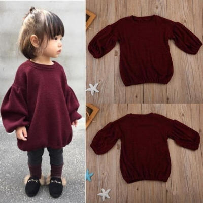 

Toddler Tee Pullover Lantern Sleeves Sweater Tops Clothes Kids Baby Girls Outfits Coats