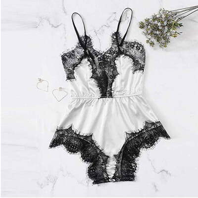 

Sexy Women Faux Silk Lace Sleepwear Lingerie Nightwear Shorts Romper Pyjamas