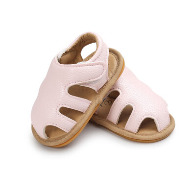 

Newborn Kids Summer Crib Bebe First Walkers Hollow Out Breathable Soft Rubber PU Leather Baby Girls Boys Shoe