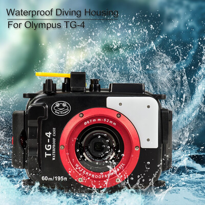 

Meikon 195FT60M Underwater Camera Waterproof Diving housing for Olympus TG-3TG-4 Black Housing Red Filter