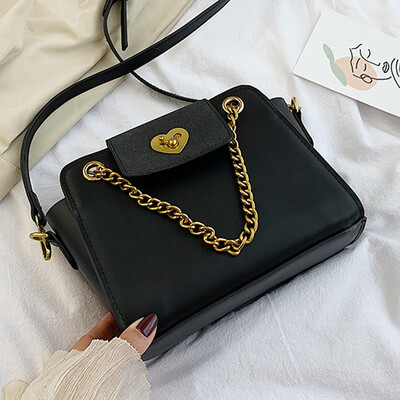 

North bag lock small square bag womens new 2019 Korean version of a simple one - shoulder oblique bag chain bag