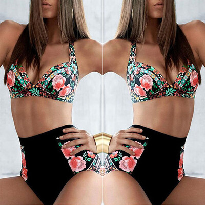 

Women Push Up Padded Bikini Set swimsuit Bathing High Waist swimwear Plus Size