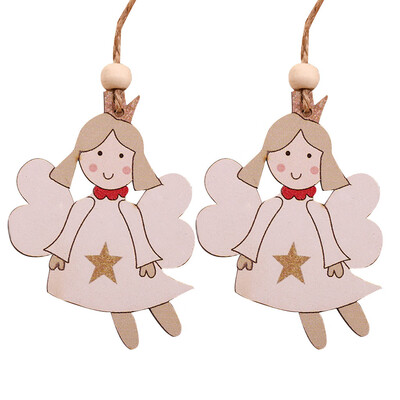 

Siaonvr 2PC Wooden Hanging Christmas Santa Snowman Angel Ornament Xmas Party Home Decor