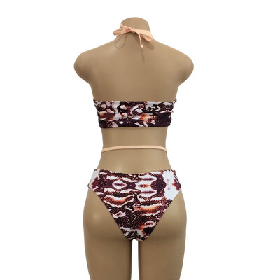 

Roseonmyhand Women One-Piece Bikini Snake Printing Swimwear Bandage Push-Up Padded Swimsuit