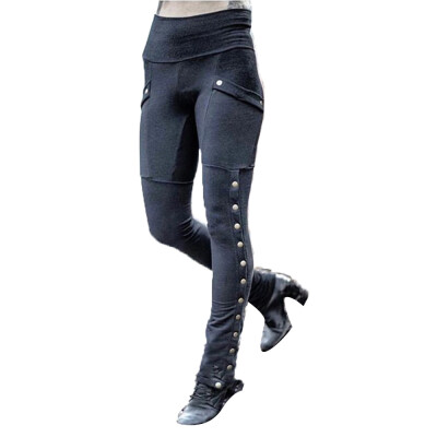 

Women High Waist Casual Skinny Leggings Pants Stretch Rivet Pencil Trousers