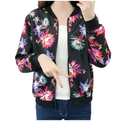 

Toponeto Fashion Women Top Printing Baseball Shirt Zipper Long Sleeve Blouse Loose Coat