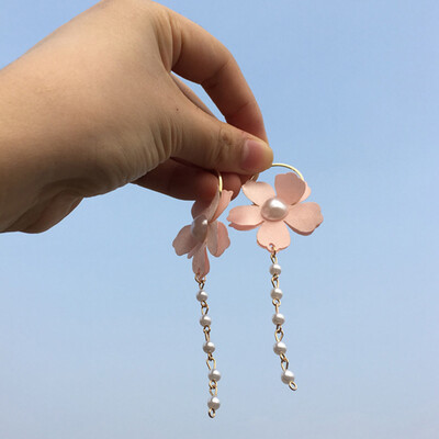 

Gorgeous Earrings Fashion Women Chiffon Flower Faux Pearl Circle Long Dangle Stud Earrings Jewelry Earrings
