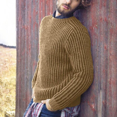 

Mens Crew Neck Long Sleeve Chunky Cable Knit Jumper Pullover Winter Sweater Top