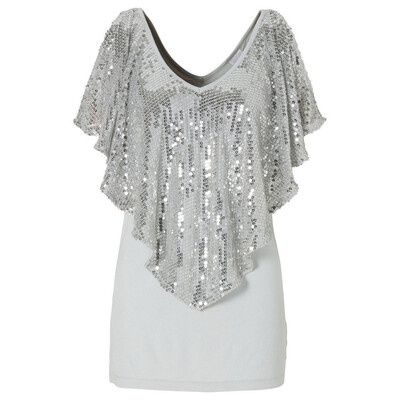

Beautiful Sequin Women Lady Sparkle Glitter Tank Short sleeve Top T-Shirt ZY10