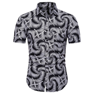 

Tailored Mens Summer Casual Slim Short Sleeve Printed Shirts Top Beach Blouse