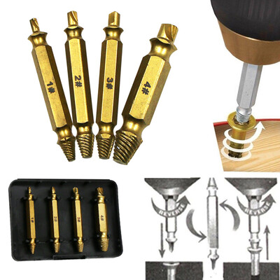 

〖Follure〗4PCS Two Sides Damaged Screw Extractor S2 Alloy Steel Out Remover Bolt Stud