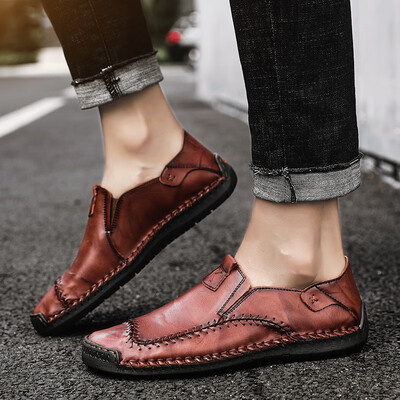 

2019 summer business mens shoes suede leather shoes Korean casual shoes fashion peas shoes set foot lazy shoes
