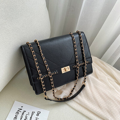 

Qiao Bani 2019 new European&American style fashion street shooting solid color chain flip cover shoulder slant diagonal trend handbags