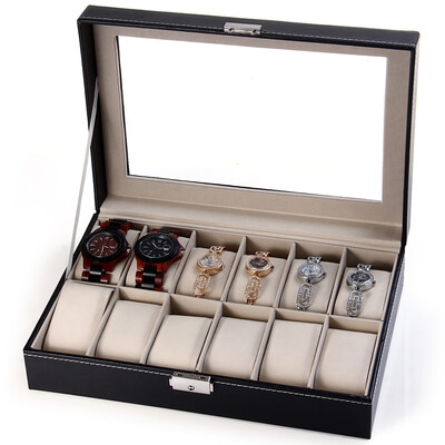 

Watch Jewelry Storage Case 12 Grids PU Leather Display Box for Bracelet Shop