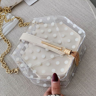 

Summer transparent jelly bag 2019 new Korean version of Joker shoulder slung fashion chain bag