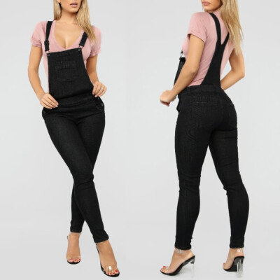 

Tailored Womens Fashion Denim Bib Pants Pocket Sexy Long Rompers Bib Pants Jumpsuits