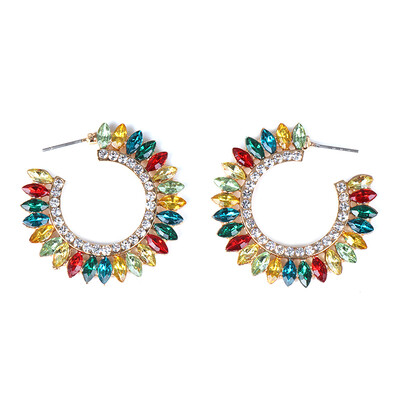 

Ethnic Big Roung Flower Crystal Earrings Boho Wedding Jewelry Accessories Trendy Statement Earrings For Party Girls