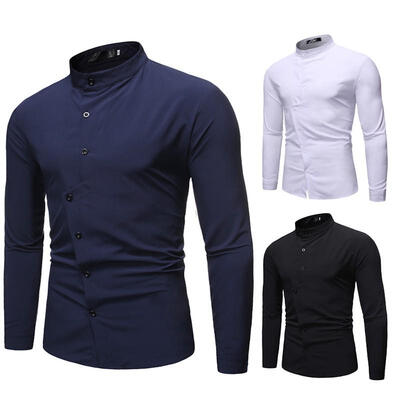 

Mens Long Sleeve Solid Shirt Casual Button Down Slim Fit Dress T-shirts