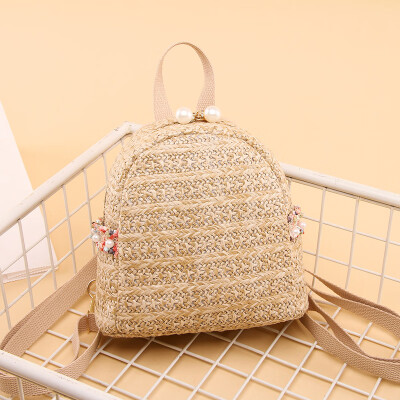 

Art straw mini backpack women beach bag small fresh woven bag casual fashion small backpack