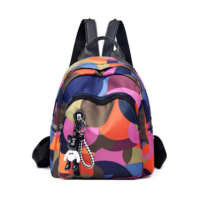 

Double shoulder bag female fashion 100 small backpack soft skin leisure travel large capacity Korean version schoolbag