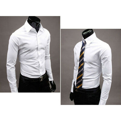 

NEW Mens Casual Formal Shirt Long Sleeve Slim Fit Dress Shirts Tops Blouse
