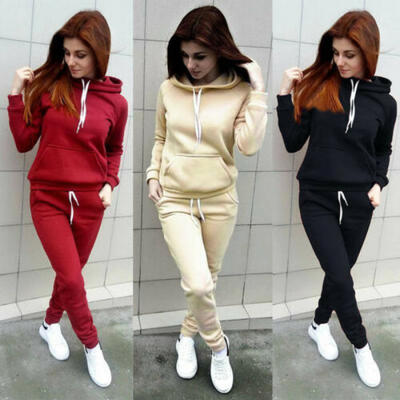 

2Pcs Women Ladies Tracksuit Hoodies Sweatshirt Pants Sets Sport Wear Casual Suit