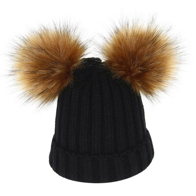

Tailored Mother&Me Women Cap Balls Warm Detachable Copper Button Thickening Hat