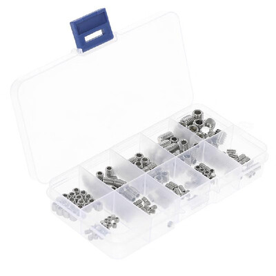 

200pcs Stainless Steel Socket Screws Allen Head Socket Hex Set Grub Screw Assortment Cup Point Column M3-M6M8 Hexagonal Screw Kit