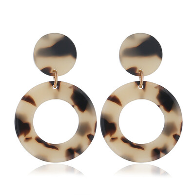 

Elegan Modish Leopard Personality Exaggerated Geometric Round Earrings Wvt