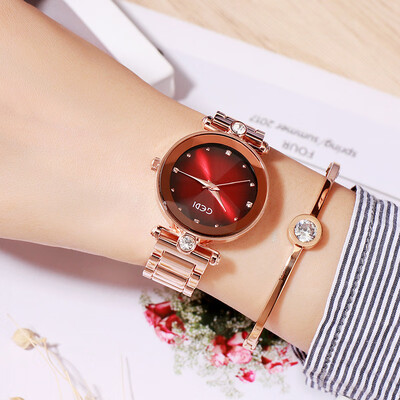 

Steel belt watch temperament female bracelet type atmospheric student Korean version of quartz female watch waterproof