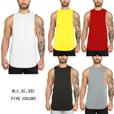 

Cotton Mens Vest Gym Training Tank Top T-Shirt Sleeveless Summer Fitness Set