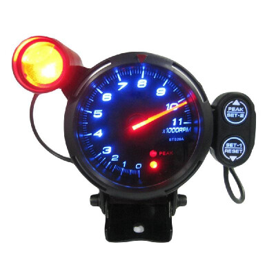 

35" Tachometer Gauge Kit Blue LED 11000 RPM Meter with Adjustable Shift LightStepping Motor Black