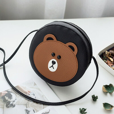 

Women Cute Round Leather Shoulder Bags Sweet Color Cartoon Rabbit Bear Circular Handbags For Teenage Girl Lovely Crossbody Bags