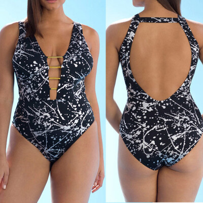 

Roseonmyhand Plus Size Women One-Piece Swimsuit Beachwear Swimwear Hollow Out Bikini Suit