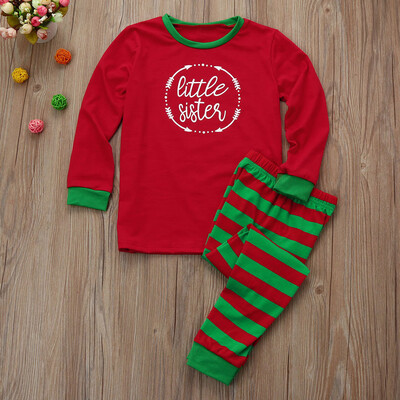 

Girl Printed Blouse TopsSanta Pants Striped Christmas Outfits Clothes Set