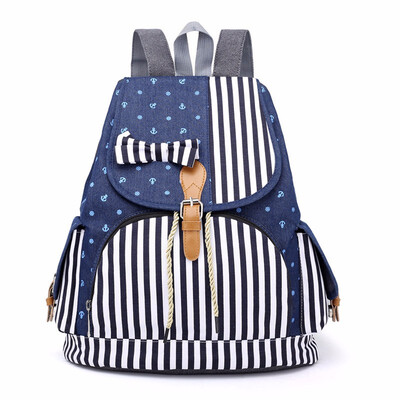 

Denim Backpacks School Bag for Teenage Girls Printing Backpack Canvas Travel Bag Women Drawstring Bagpack Cute Bow Back Pack