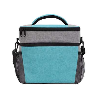 

Lunch Bag Outdoor Double Layer Waterproof Aluminum Foil Cooler Zipper Picnic Box Container Handbags With Shoulder Strap