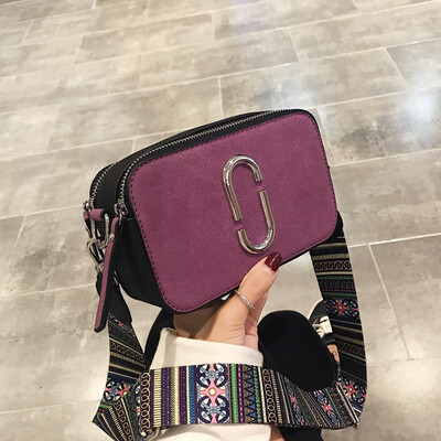 

Bag female new Korean version of the color matte small square bag wild girl wide shoulder strap shoulder Messenger bag