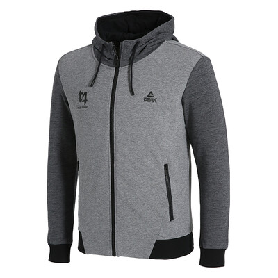 

PEAK autumn&winter new mens casual hooded open chest sweater comfortable sports long sleeve DF683081 in the flower gray L code
