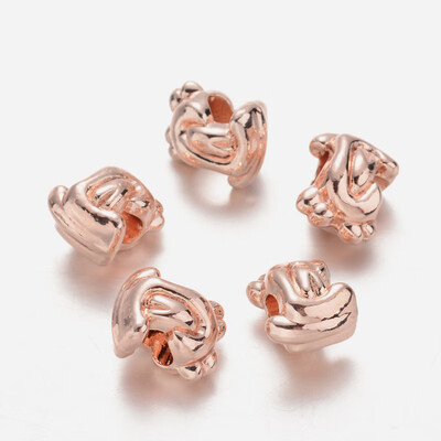 

Alloy European Beads Large Hole Beads Rose Gold 14x11x10mm Hole 5mm